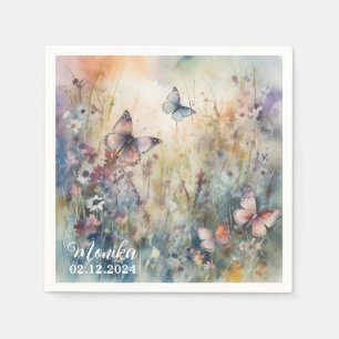 Servilleta De Papel Whimsical Floral Watercolor Primavera Butterflies