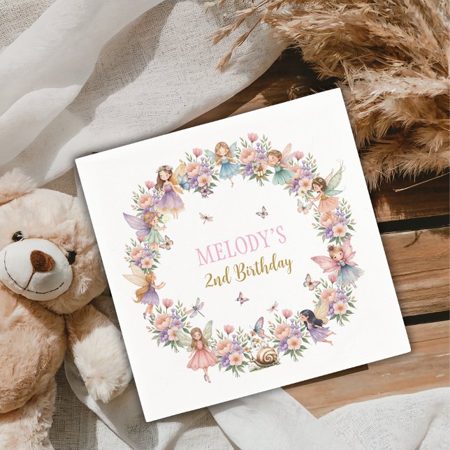 Servilleta De Papel Whimsical flower fairy garden 2nd birthday  (Subido por el creador)