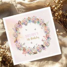 Servilleta De Papel Whimsical flower fairy garden 5th birthday 