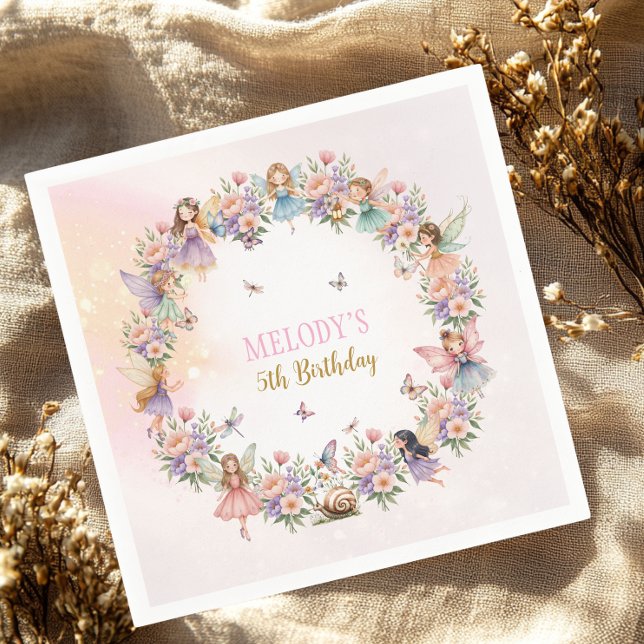 Servilleta De Papel Whimsical flower fairy garden 5th birthday  (Subido por el creador)