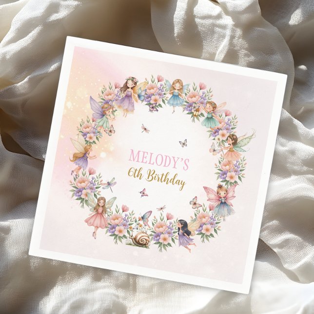 Servilleta De Papel Whimsical flower fairy garden 6th birthday  (Subido por el creador)