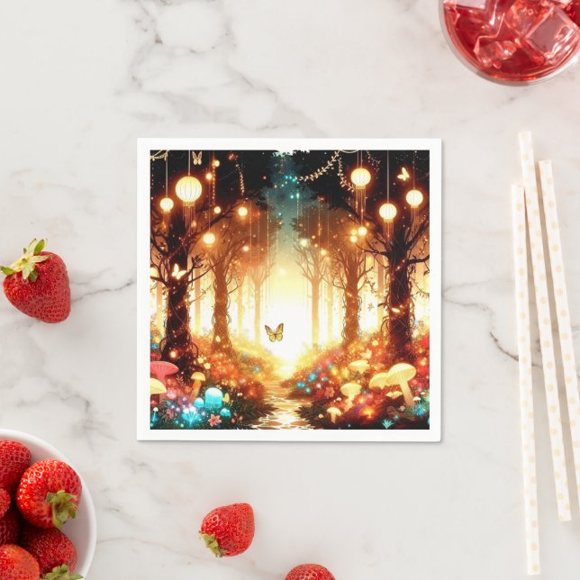 Servilleta De Papel Whimsical Fun Encantado Baby Shower Forestal (In situ)