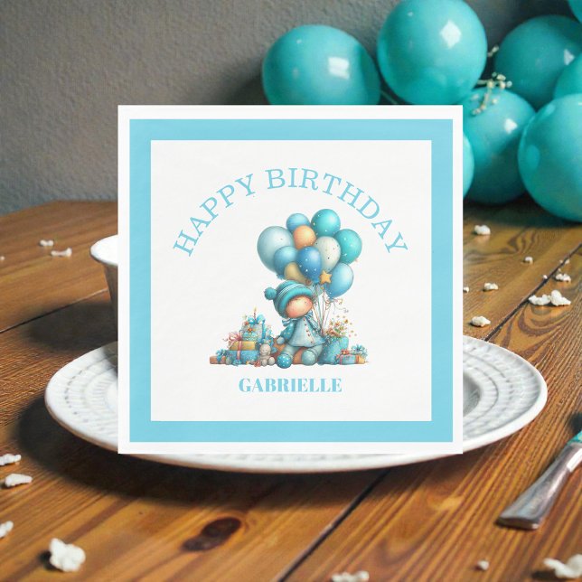 Servilleta De Papel Whimsical Fun Teal Birthday  (Subido por el creador)