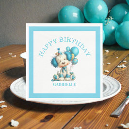 Servilleta De Papel Whimsical Fun Teal Birthday 