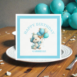 Servilleta De Papel Whimsical Fun Teal Birthday 