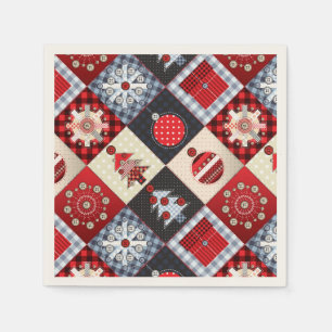 Servilleta De Papel Whimsical Gingham Navidades Patchwork Quilt