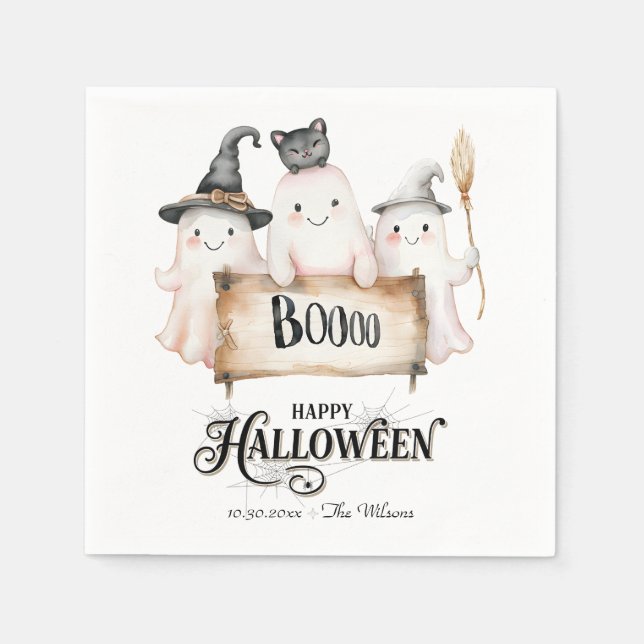 Servilleta De Papel Whimsical Halloween Party Napkins con pura bruja (Anverso)