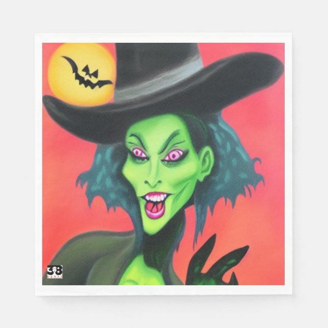 Servilleta De Papel Whimsical Halloween Witch (Anverso)