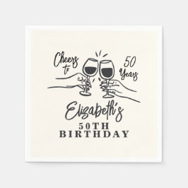 Servilleta De Papel Whimsical Hand Drawn Cheers to 50 Years Birthday