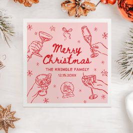 Servilleta De Papel Whimsical Hand Drawn Christmas Party