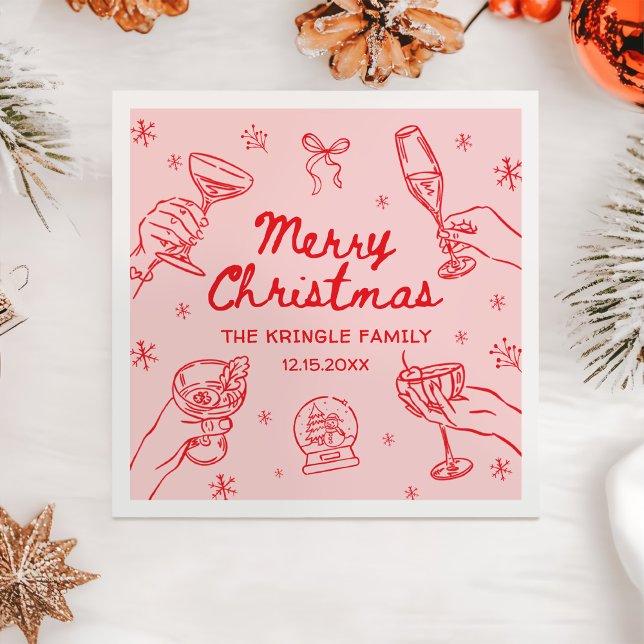 Servilleta De Papel Whimsical Hand Drawn Christmas Party  (Subido por el creador)