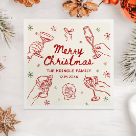 Servilleta De Papel Whimsical Hand Drawn Christmas Party 