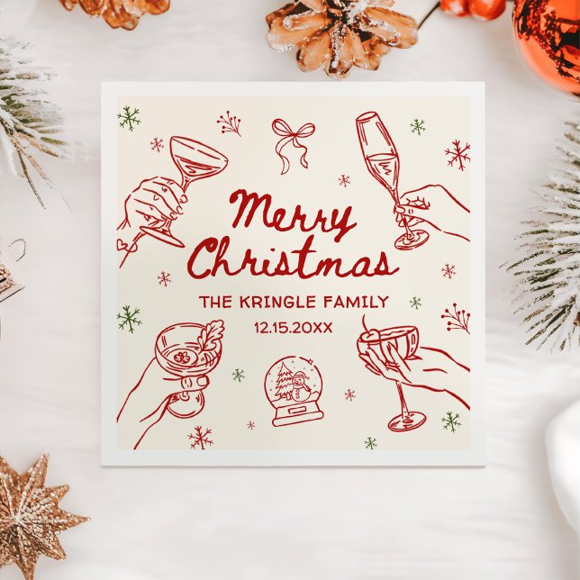 Servilleta De Papel Whimsical Hand Drawn Christmas Party  (Subido por el creador)