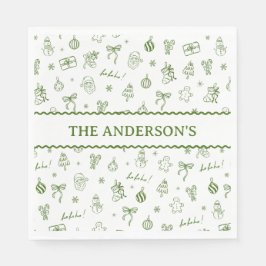 Servilleta De Papel Whimsical Hand Drawn Doodle Green