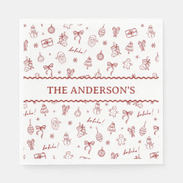 Servilleta De Papel Whimsical Hand Drawn Doodle Red