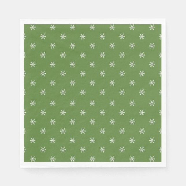 Servilleta De Papel Whimsical Hand Drawn Doodle Snowflake Green (Anverso)