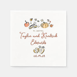 Servilleta De Papel Whimsical Hand Drawn Fall Love Wedding Napkins