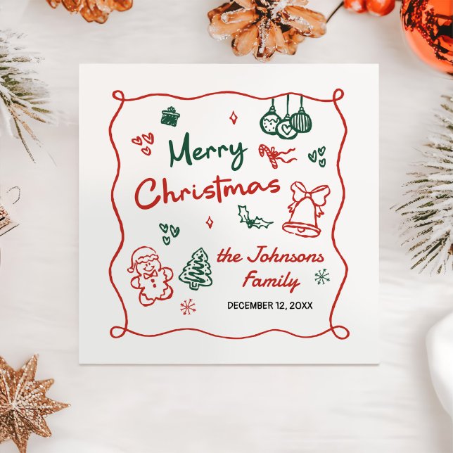 Servilleta De Papel Whimsical Hand Drawn Friendsmas Christmas Party (Subido por el creador)