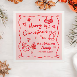 Servilleta De Papel Whimsical Hand Drawn Friendsmas Christmas Party