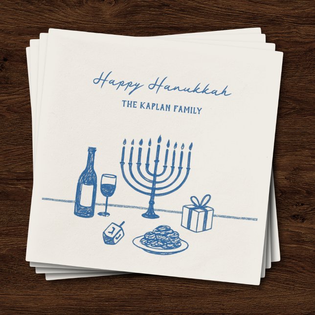 Servilleta De Papel Whimsical Hand Drawn Hanukkah Party Trendy Custom (Subido por el creador)