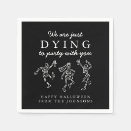 Servilleta De Papel Whimsical Hand Drawn Skeletons Halloween Party