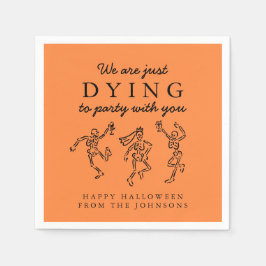 Servilleta De Papel Whimsical Hand Drawn Skeletons Halloween Party