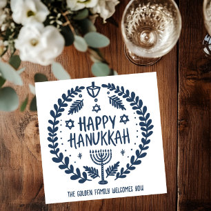 Servilleta De Papel Whimsical Hanukkah Holiday Menorah Dreidel Persona