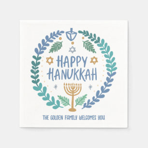 Servilleta De Papel Whimsical Hanukkah Holiday Menorah Dreidel Persona