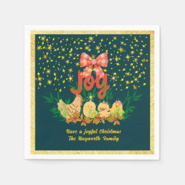 Servilleta De Papel Whimsical hen and chick Christmas Paper Napkin