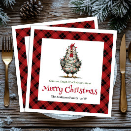 Servilleta De Papel Whimsical holiday chickens napkins name editable
