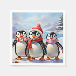 Servilleta De Papel Whimsical Holiday Penguin Trio