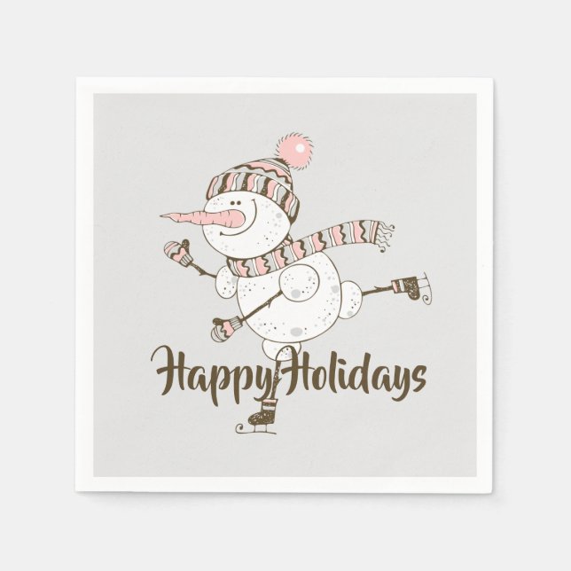 Servilleta De Papel Whimsical Ice Skymen Snowmen (Anverso)