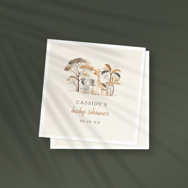 Servilleta De Papel Whimsical Jungle Safari Animals Boy Baby Shower (Subido por el creador)