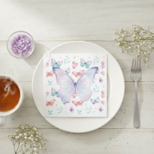 Servilleta De Papel Whimsical Large Purple Butterfly Paper Napkins