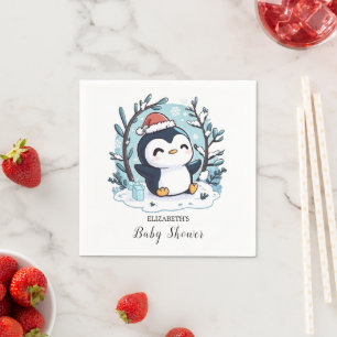 Servilleta De Papel Whimsical Little Penguin Baby Shower