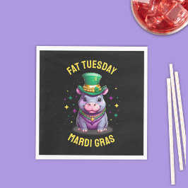 Servilleta De Papel Whimsical Mardi Gras Fat Tuesday Hippo