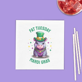 Servilleta De Papel Whimsical Mardi Gras Fat Tuesday Hippo