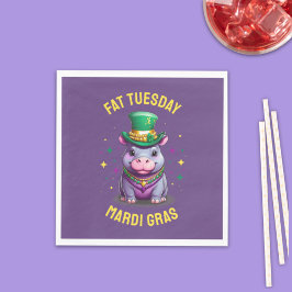 Servilleta De Papel Whimsical Mardi Gras Fat Tuesday Hippo