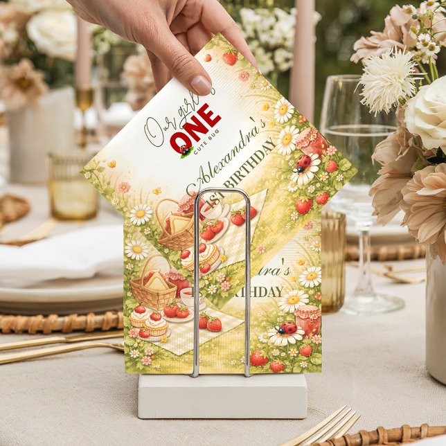 Servilleta De Papel Whimsical Meadow Lady Bug 1st Birthday (Subido por el creador)