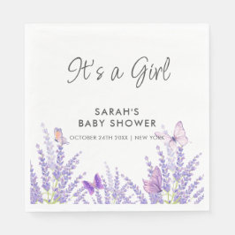 Servilleta De Papel Whimsical Meadow Lavender Butfly Baby Shower