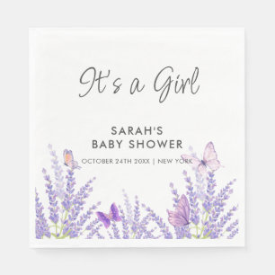Servilleta De Papel Whimsical Meadow Lavender Butfly Baby Shower