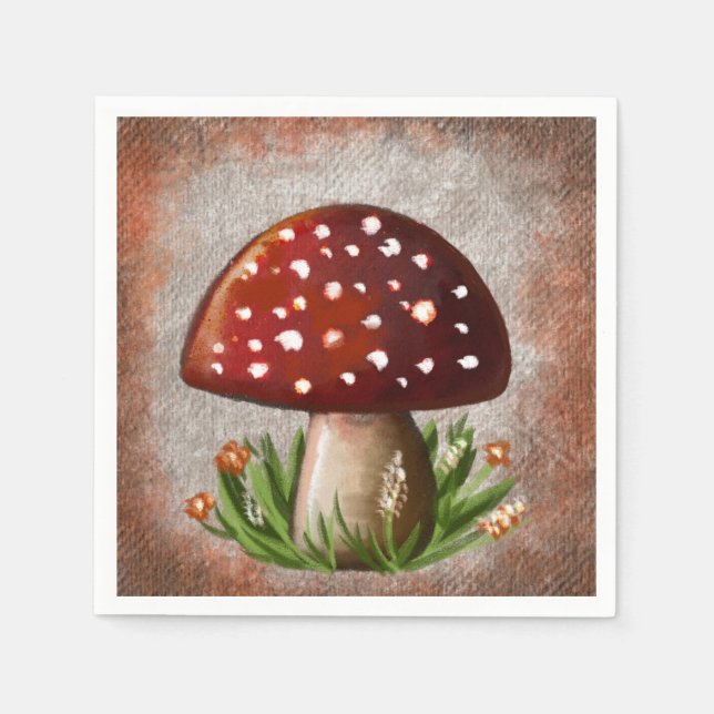 Servilleta De Papel Whimsical Mushroom & Fungi Motif – Nature-Inspired (Anverso)
