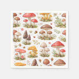 Servilleta De Papel Whimsical Mushroom Pattern – Vintage Botanical 
