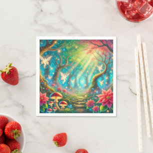 Servilleta De Papel Whimsical Mushroom & Poinsettia Forest Decoupage