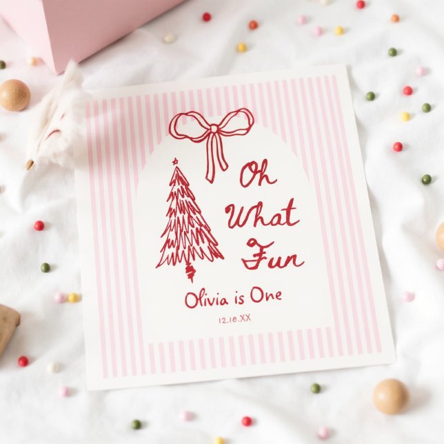 Servilleta De Papel Whimsical Oh What Fun Girl 1st Birthday Party (Subido por el creador)