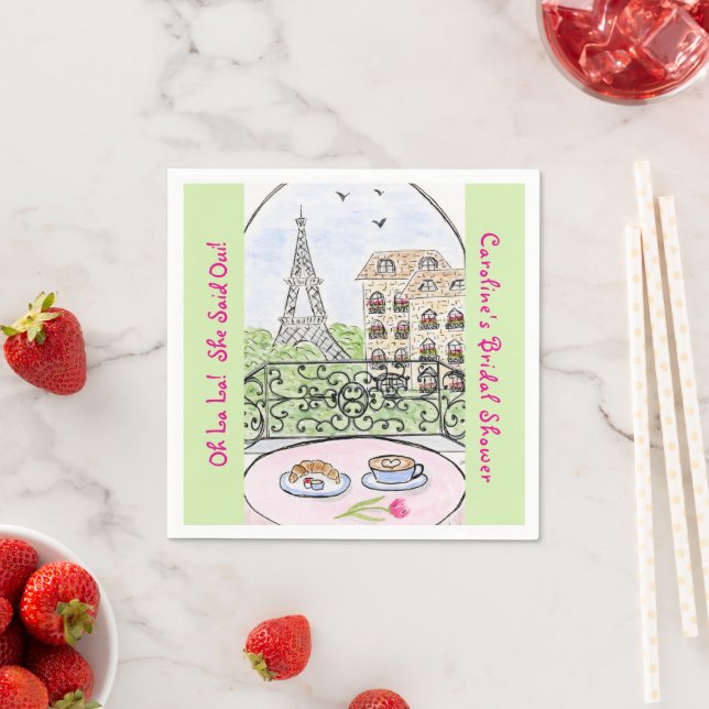 Servilleta De Papel Whimsical Paris Eiffel Tower BRIDAL SHOWER  (In situ)