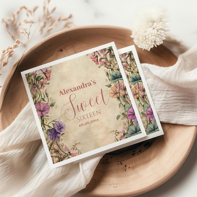 Servilleta De Papel Whimsical Pastel Wildflower Sweet 16 (Subido por el creador)