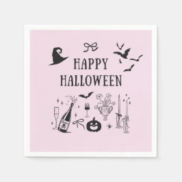 Servilleta De Papel Whimsical Pink Boos & Bows Halloween Party