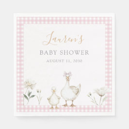 Servilleta De Papel Whimsical Pink Silly Goose Vintage Bow Baby Shower