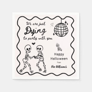 Servilleta De Papel Whimsical Quirky mano dibujó esqueleto Halloween